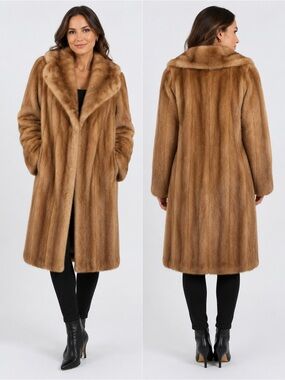 Vintage Fur Coat Women's Light Brown Mid-Length Mobwife Style Mink